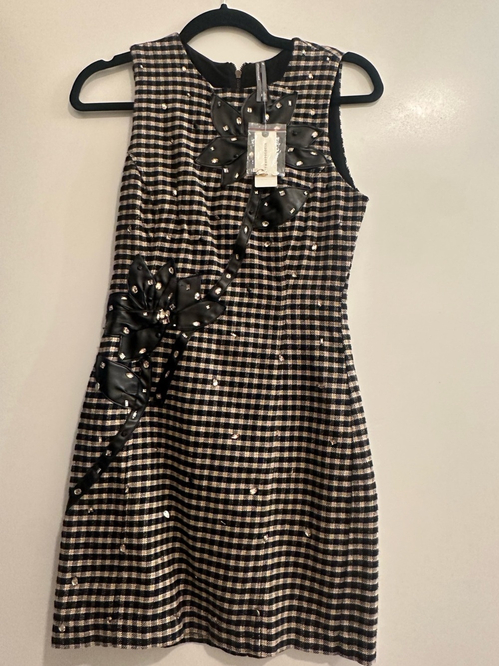 By Anthropologie Sleeveless Crew Neck Embellished Mini Dress NWT - size XXS